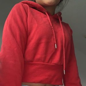 Red cropped hoodie from GARAGE